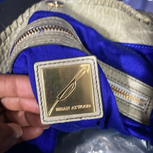 BRIAN ATWOOD Olive Green Pebbled leather Laser Cut Drawstring Bucket Bag - Picture 9 of 14